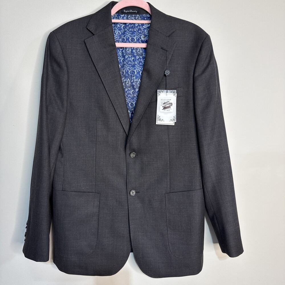 NWT English Laundry Blazer Jacket Black Wool‎ Men 40R 33W #45